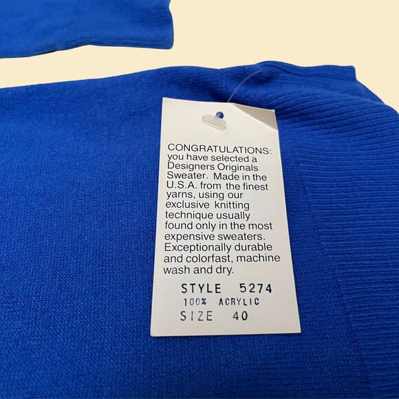 60s blue acrylic turtleneck by Designers Originals Luxelon, new old stock L / 40 - Picture 5 of 9